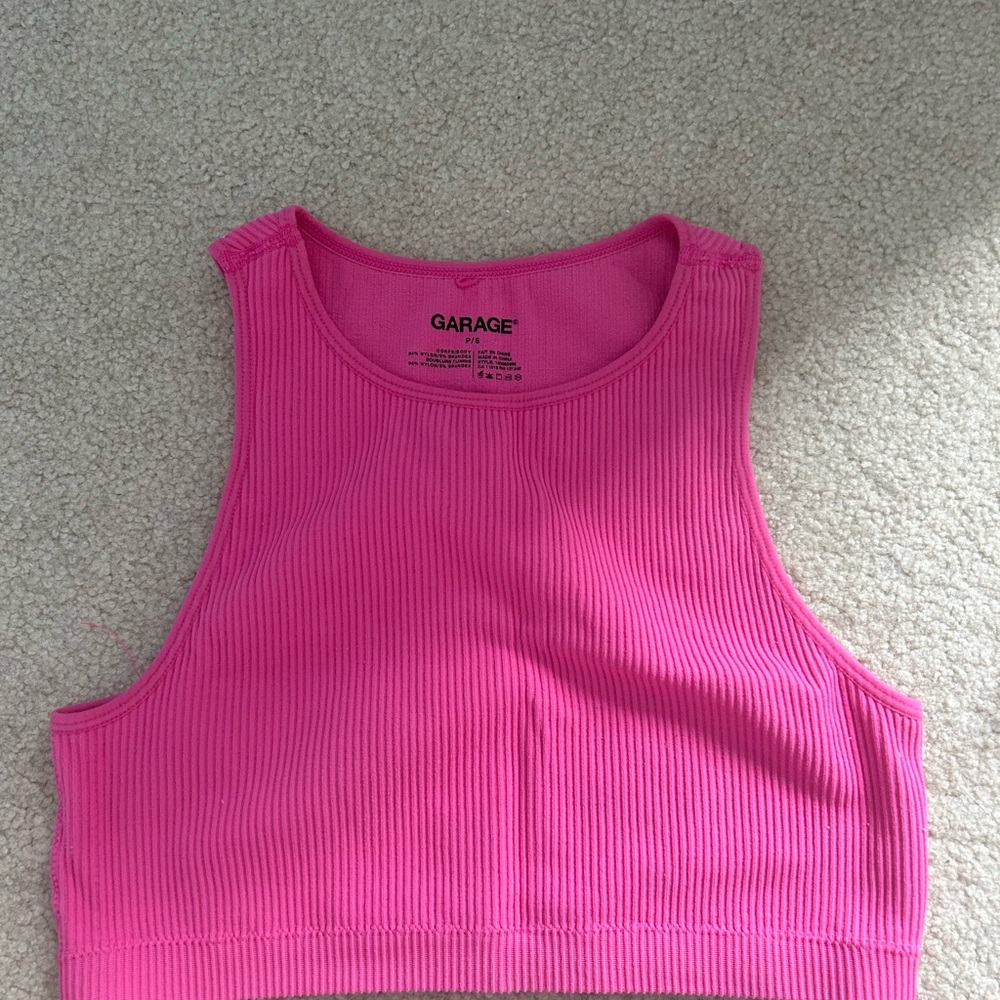 Garage Pink Ribbed Crop Top